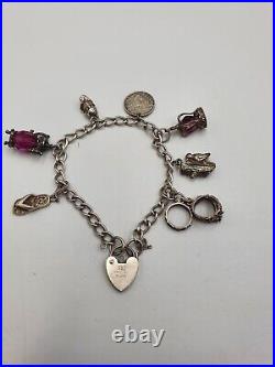 Vintage Solid Silver Charm Bracelet