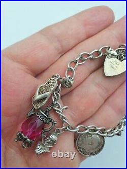 Vintage Solid Silver Charm Bracelet