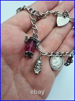 Vintage Solid Silver Charm Bracelet