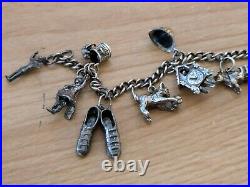 Vintage Solid Silver Charm Bracelet 13 Charms Some Rare