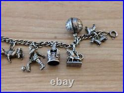 Vintage Solid Silver Charm Bracelet 13 Charms Some Rare