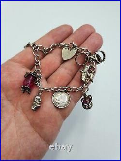 Vintage Solid Silver Charm Bracelet