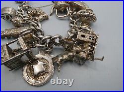 Vintage Solid Silver Charm Bracelet 154 Grams 15 Charms Some Rare