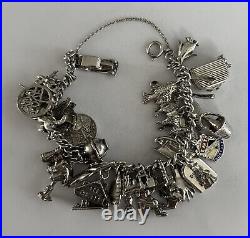 Vintage Solid Silver Charm Bracelet (31 Charms) (77.2 grams)