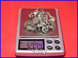 Vintage Solid Silver Charm Bracelet 57 Grams 8 Charms Some Rare Birm 1970