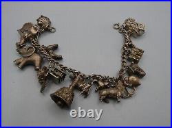 Vintage Solid Silver Charm Bracelet 67 Grams 16 Charms Some Rare