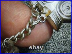 Vintage Solid Silver Charm Bracelet 67 Grams 16 Charms Some Rare