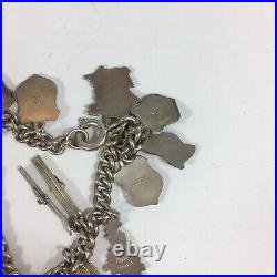 Vintage Solid Silver Charm Bracelet Mostly Enamel Country Charms Etc 16cm Long