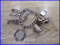 Vintage Solid Silver Charm Bracelet With Many Charms