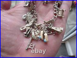 Vintage Solid Silver Charm Bracelet With Various Charms