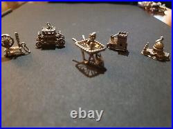 Vintage Solid Silver Charm Bracelet with Charms Rare Movable