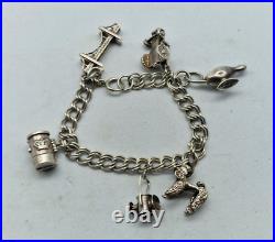 Vintage Solid Silver Charm Bracelets 34 G. Dog, Lam Ect, / N023