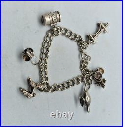 Vintage Solid Silver Charm Bracelets 34 G. Dog, Lam Ect, / N023