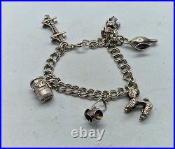 Vintage Solid Silver Charm Bracelets 34 G. Dog, Lam Ect, / N023