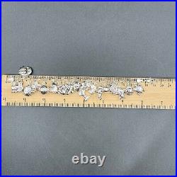 Vintage Solid Sterling Silver 925 Bracelet Puffed Charms