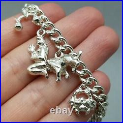 Vintage Solid Sterling Silver Charm Bracelet Hallmarked 19.5cm (7.75) 50.6g