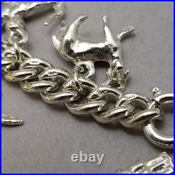 Vintage Solid Sterling Silver Charm Bracelet Hallmarked 19.5cm (7.75) 50.6g