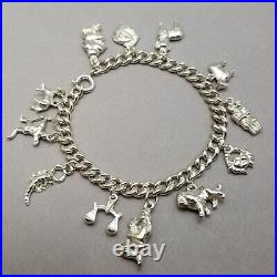 Vintage Solid Sterling Silver Charm Bracelet Hallmarked 19.5cm (7.75) 50.6g