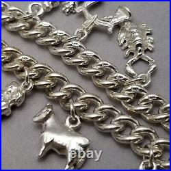 Vintage Solid Sterling Silver Charm Bracelet Hallmarked 19.5cm (7.75) 50.6g