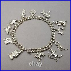 Vintage Solid Sterling Silver Charm Bracelet Hallmarked 19.5cm (7.75) 50.6g