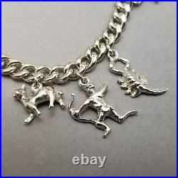 Vintage Solid Sterling Silver Charm Bracelet Hallmarked 19.5cm (7.75) 50.6g