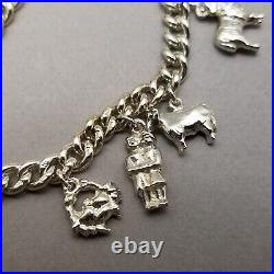 Vintage Solid Sterling Silver Charm Bracelet Hallmarked 19.5cm (7.75) 50.6g