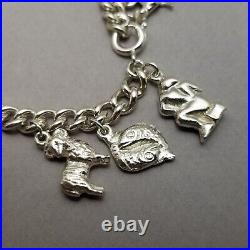 Vintage Solid Sterling Silver Charm Bracelet Hallmarked 19.5cm (7.75) 50.6g