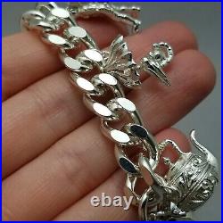 Vintage Solid Sterling Silver Charm Bracelet Hallmarked 1974 18cm (7) 75.3g