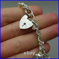 Vintage Solid Sterling Silver Charm Bracelet Hallmarked 1976 55.7g 19cm (7.5)