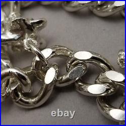 Vintage Solid Sterling Silver Charm Bracelet Hallmarked 1978 18cm (7) 62.9g