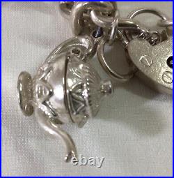 Vintage Solid Sterling Silver Hallmarked Charm Bracelet & Twelve Charms 102.85g
