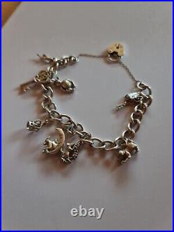 Vintage Solid Sterling Silver Loaded Charm Bracelet 40.5g Hallmarked