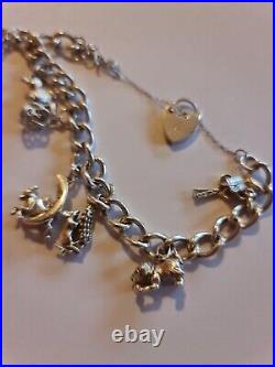 Vintage Solid Sterling Silver Loaded Charm Bracelet 40.5g Hallmarked