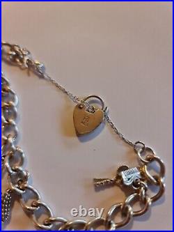 Vintage Solid Sterling Silver Loaded Charm Bracelet 40.5g Hallmarked