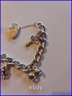 Vintage Solid Sterling Silver Loaded Charm Bracelet 40.5g Hallmarked