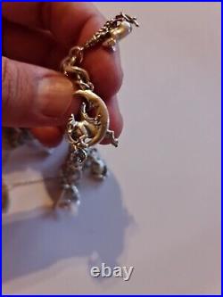 Vintage Solid Sterling Silver Loaded Charm Bracelet 40.5g Hallmarked