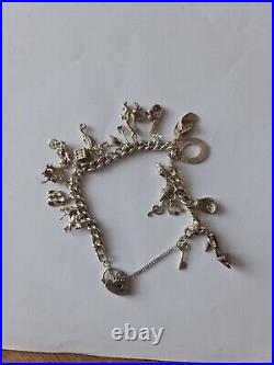 Vintage Solid Sterling Silver Loaded Charm Bracelet 50g Hallmarked