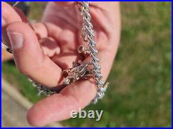 Vintage Solid Sterling Silver Loaded Charm Bracelet 50g Hallmarked