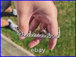 Vintage Solid Sterling Silver Loaded Charm Bracelet 50g Hallmarked