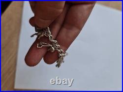 Vintage Solid Sterling Silver Loaded Charm Bracelet 50g Hallmarked