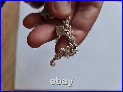 Vintage Solid Sterling Silver Loaded Charm Bracelet 50g Hallmarked