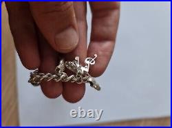 Vintage Solid Sterling Silver Loaded Charm Bracelet 50g Hallmarked