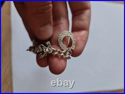 Vintage Solid Sterling Silver Loaded Charm Bracelet 50g Hallmarked