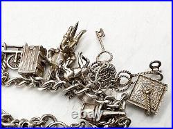 Vintage Solid Sterling Silver Loaded Charm Ladies Bracelet Bangle