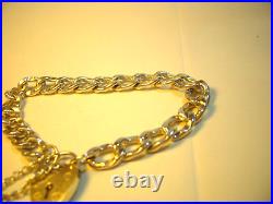 Vintage Solid thick Silver Unique Link Charm Bracelet 7.5 Beautiful & Heavy