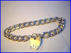 Vintage Solid thick Silver Unique Link Charm Bracelet 7.5 Beautiful & Heavy