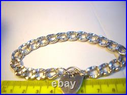 Vintage Solid thick Silver Unique Link Charm Bracelet 7.5 Beautiful & Heavy