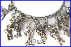 Vintage Sterling Silver 16 Disney Charm Bracelet RARE