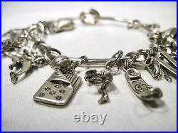 Vintage Sterling Silver 17 Charm Bracelet K041