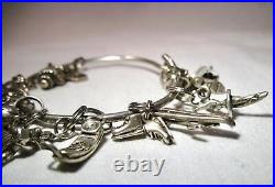 Vintage Sterling Silver 17 Charm Bracelet K041